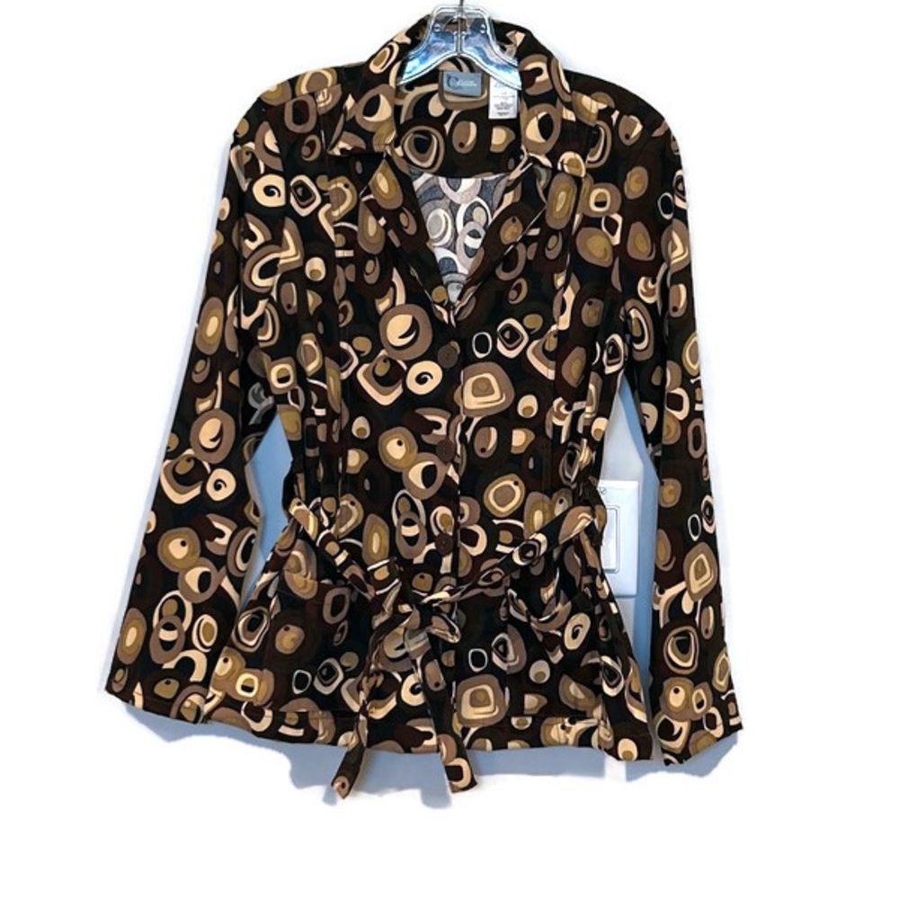 Vintage Classic Elements Brown Patterned Jacket B… - image 1
